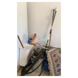 Crutches, broom, trash can, hose and more