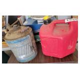 Metal gas can & funnel, Plastic 2 gal gas can