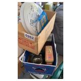 Iron, Pillsbury tin, thermometers, and more