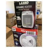Lasko ceramic heater, Honeywell fan