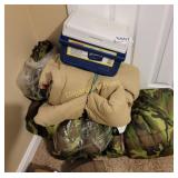 Sleeping bags and cooler