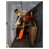 Tote of fan, tools and more