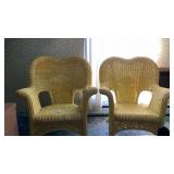 (2) Yellow wicker chairs