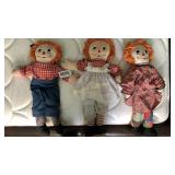 (3) Raggedy  Ann and Andy dolls