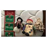 Misc decor, Santa, snowman, gift boxes and more