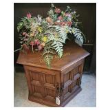 End table and hanging artificial plant