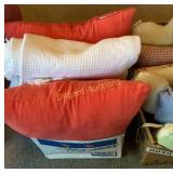 (2) Boxes pillows, table cloth