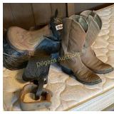 Western saddle and cowboy boots