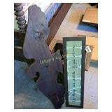 Wooden planter, sign and eagle