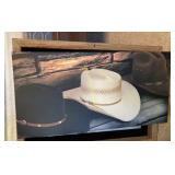 (3) Pictures- Indian, cowboy hats and Buffalo Bill