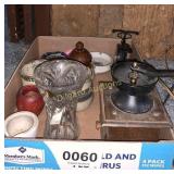 Coffee grinder decor, bike clock, glassware, more