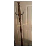 Hall tree and small upholstered stool