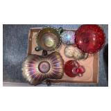 Misc glassware, carnival glass, and more
