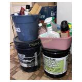 Cleaning supplies, hydraulic oil, roof coating