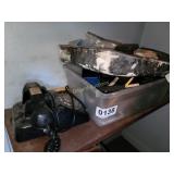 Vintage phone, paint supplies, pruner and more