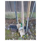Drain cleaner, hoe and brooms