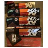 4 K&N High Flow Air Filters