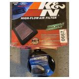 (4) K&N air filters, window shade