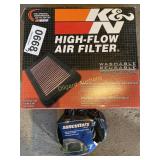 (4) K&N air filters, window shade