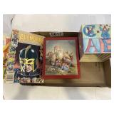 Children's books, blocks, stacking boxes