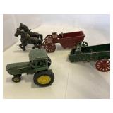 Metal Stanley Dump Wagon, John Deere tractor