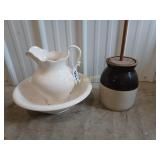 Wash basin & butter churn crock