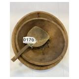 (2) Wood Butter bowls with scoop (crack in one)