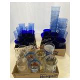 Glass and plastic Pepsi cups