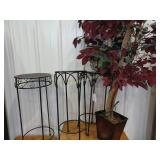 (3) Metal stands and fake tree