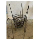 (2) Wire Egg baskets and (2) wire stands