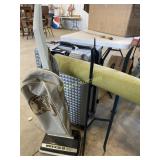 Oreck XL sweeper, luggage, plant stand, yoga mat