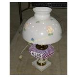 Cranberry opalescent hobnail lamp