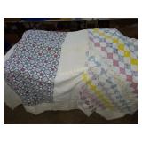 Nice vintage cheater quilt, knotted comforter