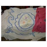 Chenille bedspread has wear, chenille robe