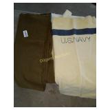 Vintage army blanket and navy blanket