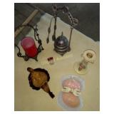 Slag glass, pickle caster parts, more