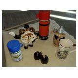 Vintage stein, thermos, more