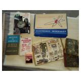 Vintage scrapbook, 1873 ledgers, books, Heath kit