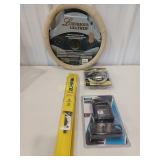 (2) 11' wiper blades, steering wheel cover,