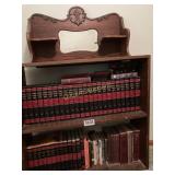 Vintage bookcase w/ Collier's Encyclopedia, more