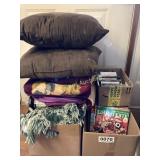 Blankets, throw pillows, magazines and more