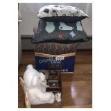 Coasters, throw pillows and stuffed bear and more