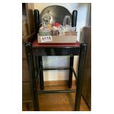 High top chair, candles, dishes and decor