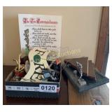 Wooden wall shelf, golf decor, cup and more