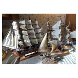 USS Valiant, HMS Endeavor and metal ship figurine