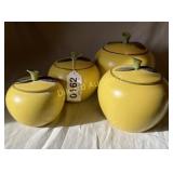 Yellow apple tin canister set