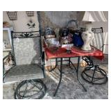 Glass top patio table with (2) chairs