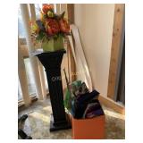 Office supplies, wooden stand and decor