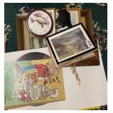 Pictures, puzzles and clock