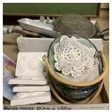 Glass bowl, utensils and more